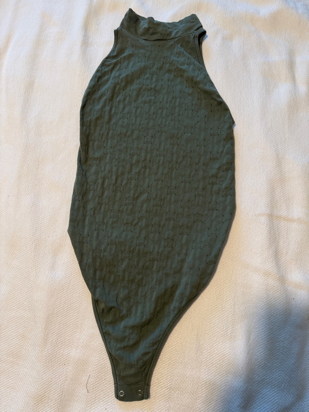 Free People Olive Green Mock Neck Ribbed Bodysuit